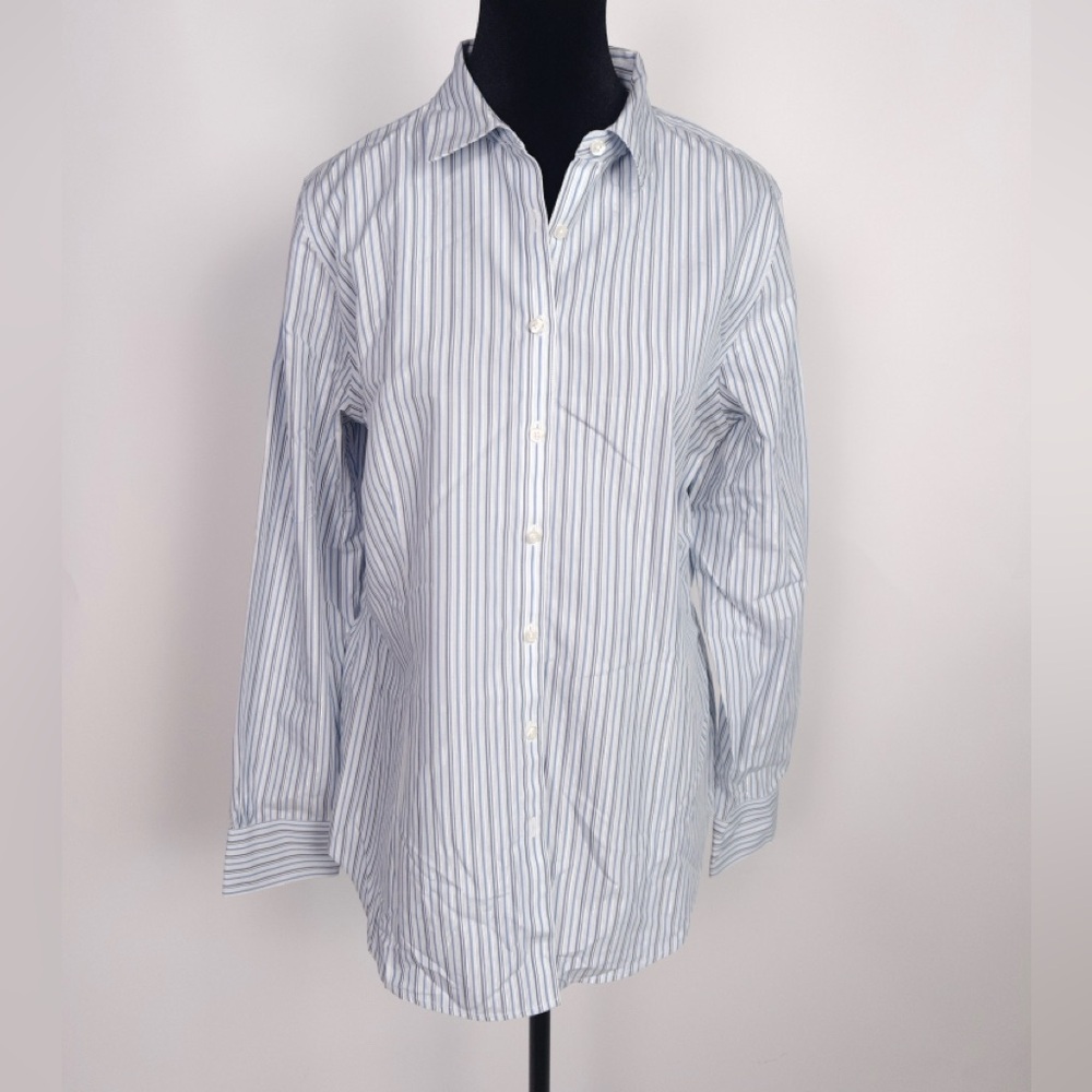 Brooks Brothers Blue and White Striped Button-Down Shirt